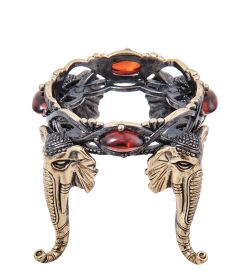 Народные промыслы AM-3998 Подсвечник «Слоны Индия» (латунь, янтарь)