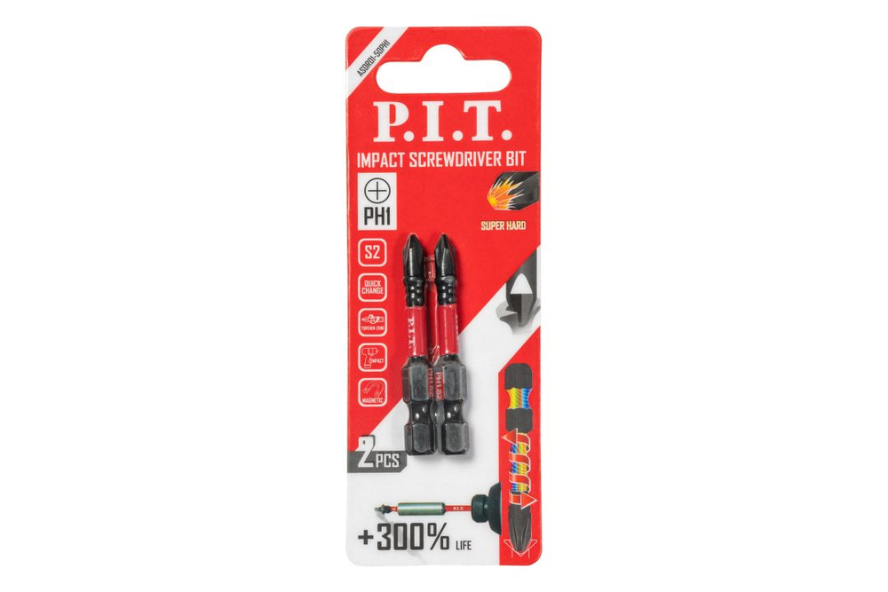 Бита ударная P.I.T. PH1x50 мм 2 шт в уп.(ASDR01-50PH1)