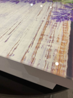 Стол неразд Прямоугольный подстолье прямое хром Царг.пояс белый Ст-ца прованс (белая) ф/п стекло