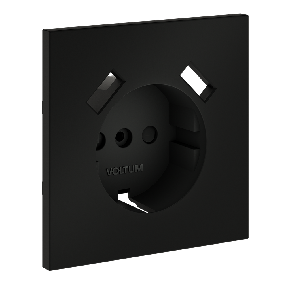 Накладка для розетки с заземлением и защитными шторками, с USB A+A, S70 (черный матовый)