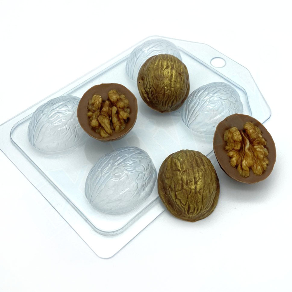 Форма для шоколада ОРЕХ ГРЕЦКИЙ, Скорлупа (4 ячейки), пластик