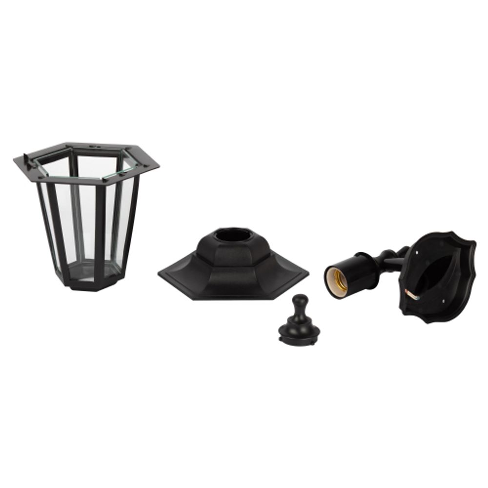 Садово-парковый светильник ЭРА НБУ 06-60-001 черный 6 гранный настенный IP44 Е27 max60Вт | Садово-парковые светильники