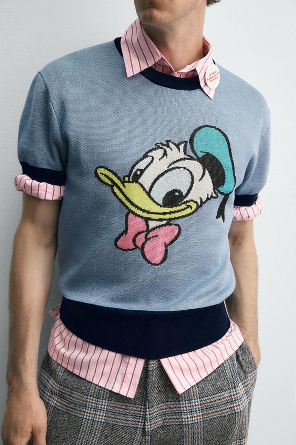 ZARA HARRY LAMBERT X DISNEY ТРИКОТАЖНАЯ ФУТБОЛКА DONALD DUCK, СИНИЙ