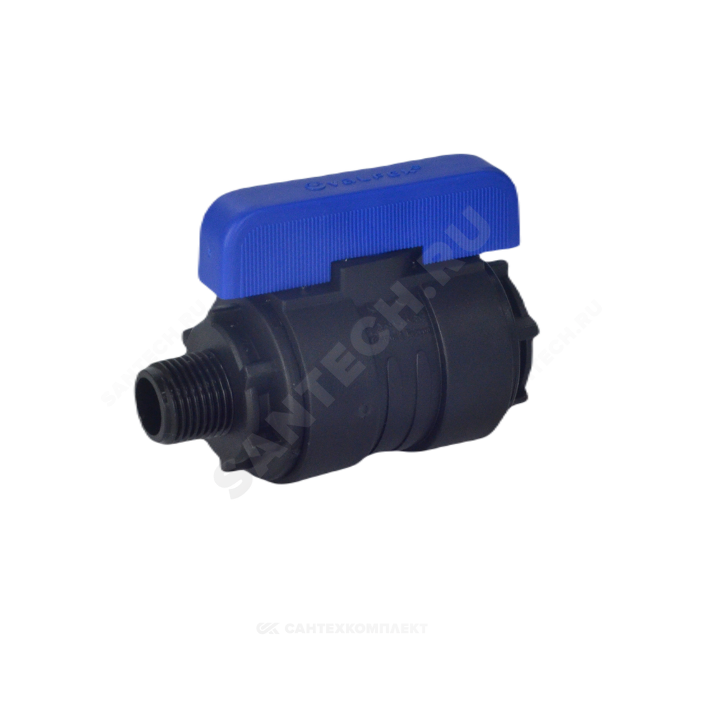 Кран шаровой компрессионный ПЭ Ду 36 1 1/2"x1 1/2" НР/ВР Ру16 VALFEX 1210012112112