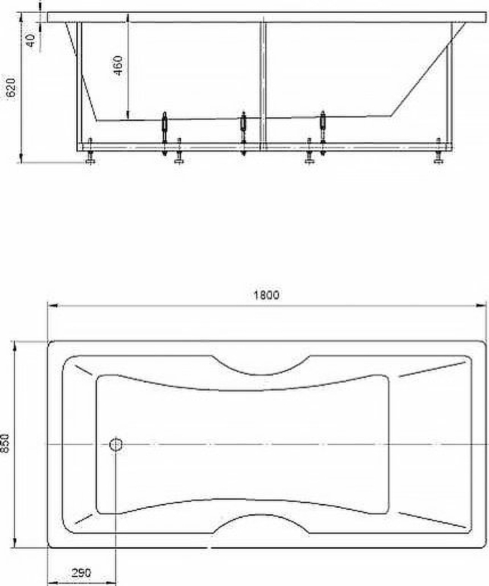Акриловая ванна Aquatek Феникс 180x85 FEN180-0000069 без гидромассажа с фронтальной панелью с каркасом (разборный) со слив-переливом (слева)