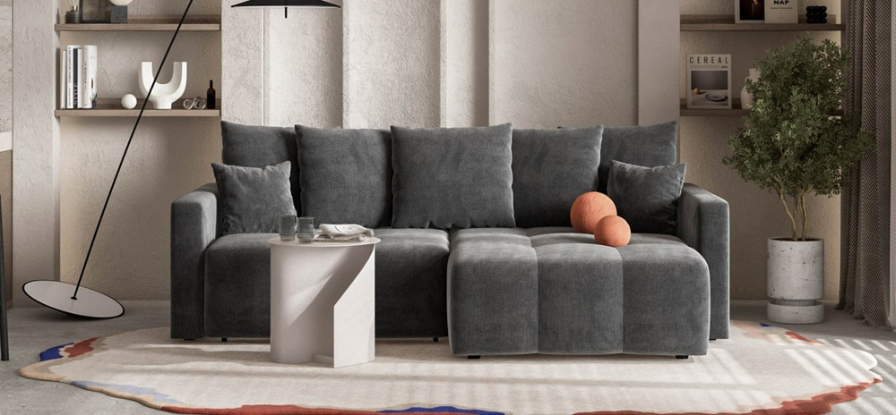 Угловой диван Босс Тренд Велюр Монолит серый