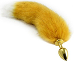 Золотистая анальная пробка с лисьим хвостиком (Цвет: золотистый)