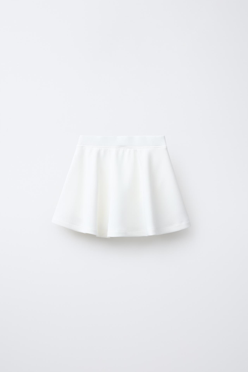 ZARA КОМБИНИРОВАННАЯ ЮБКА-ШОРТЫ ИЗ СМЕСОВОГО МОДАЛА, БЕЛЫЙ