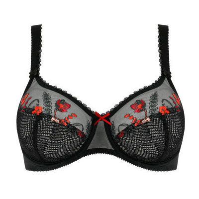 Бюстгальтер Ashley с вышитыми цветами (Размер: 80E) (Цвет: черный)