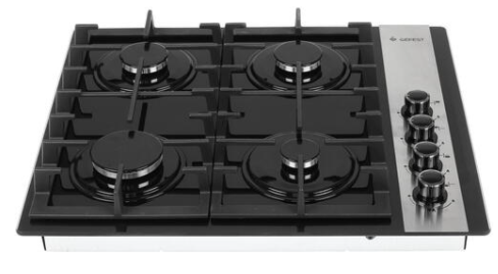 Поверхность варочная  Гефест СГ СВН 2230 К23 (чер. стекло вставка нержавейка, газ/к, 60*52)