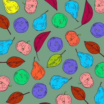 неоновые груши и яблоки