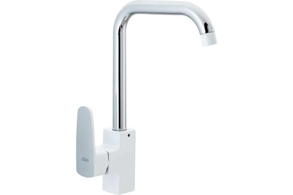 СМЕСИТЕЛЬ EKKO ДЛЯ КУХНИ С ГАЙКОЙ E40301 БЕЛЫЙ