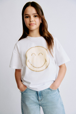 H&M Футболка оверсайз с принтом, белый