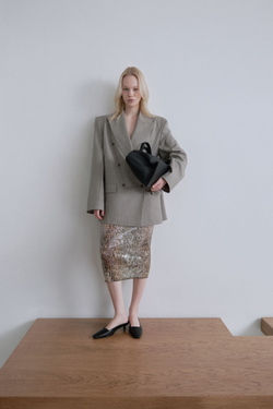 Юбка из пайеток Стелла Маккартни со змеиным принтом бежевый/коричневый