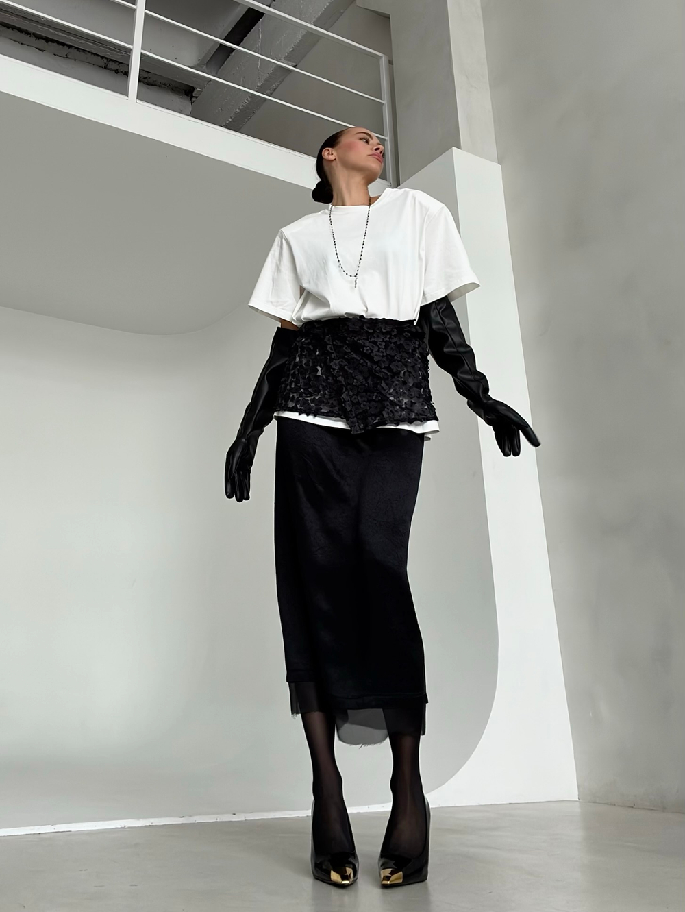 Юбка МИДИ Ацетат (черный)