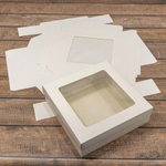 Коробка Для конфет сборная 22.5х22.5х7 см с окошком (Белый, Крафт)