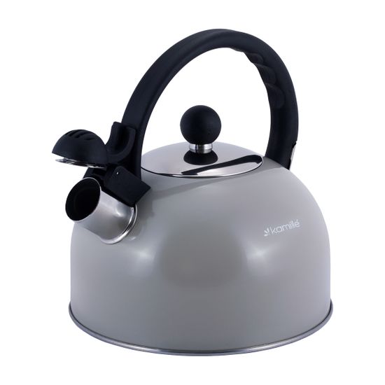 Чайник 2,5 л из нержавеющей стали со свистком Kamille KM-0679 и черной бакелитовой ручкой