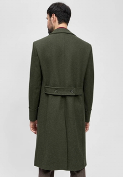 Мужское пальто двубортное (хаки) С39