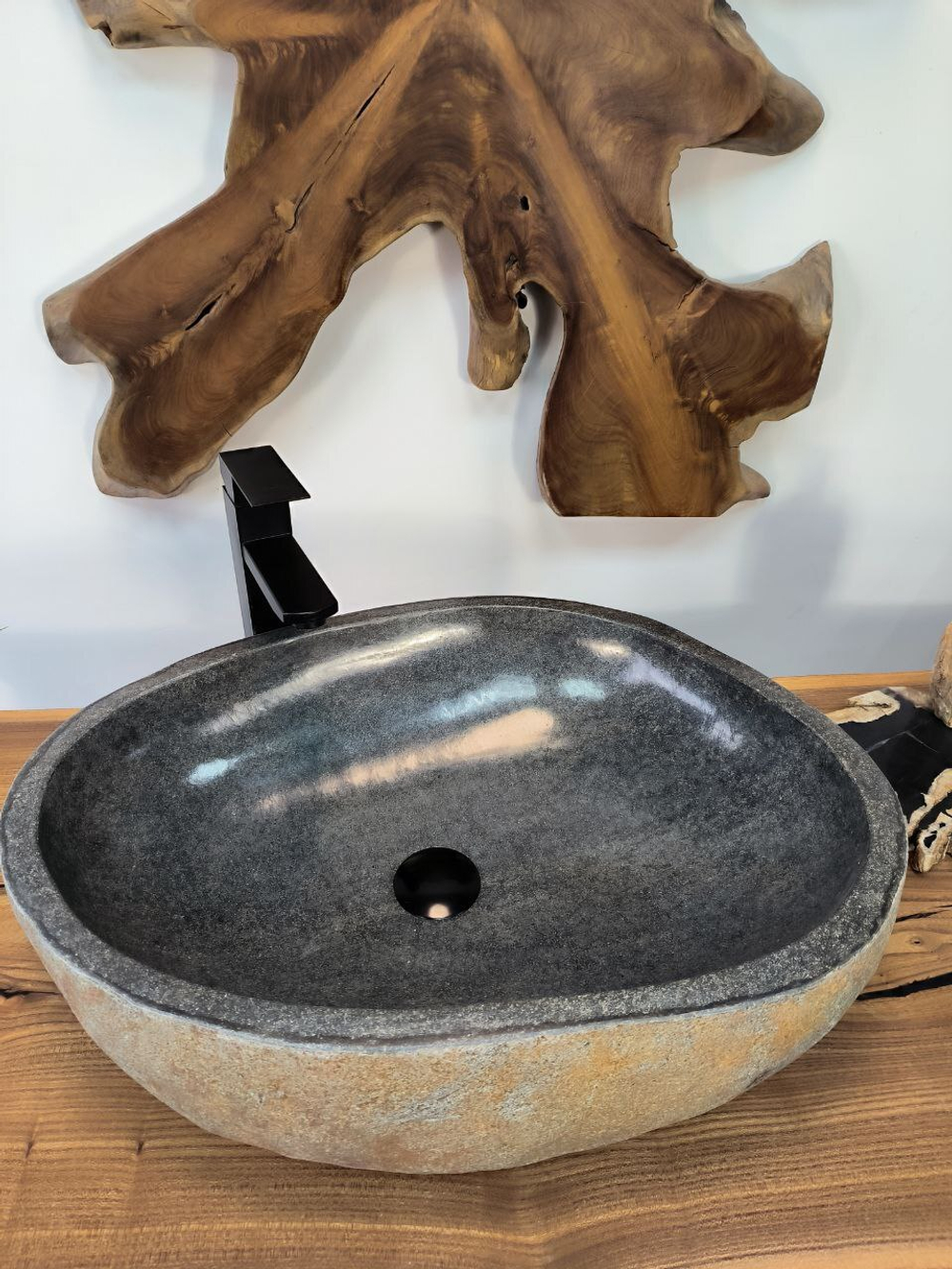 Раковина из речного камня RS-65906 60х43х14 из натурального камня