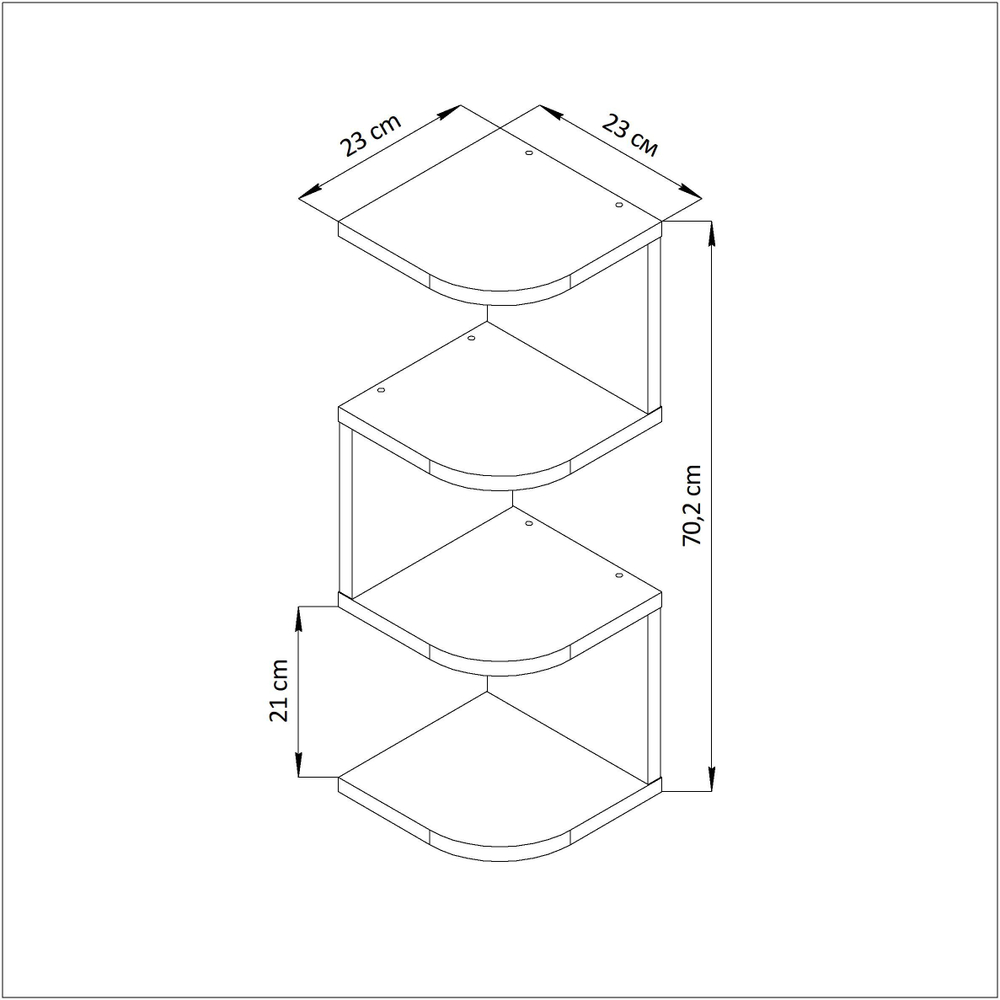 Полка настенная угловая Делфи, с ячейками, белая, в скандинавском стиле