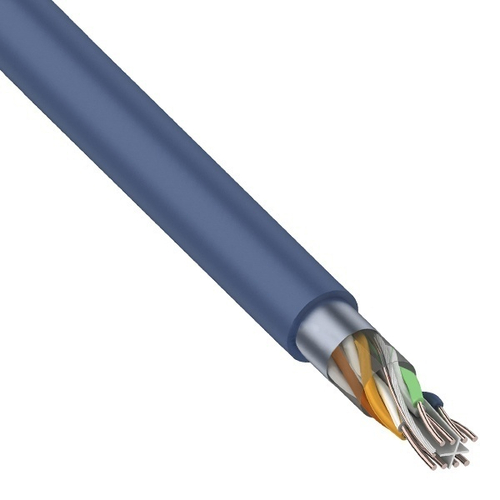 Кабель витая пара экранированный FTP 4PR 23AWG cat 6 CU синий 8 жил [305м] Rexant (провод для интернета) 01-0147