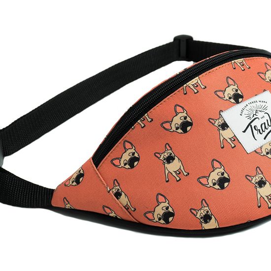 Поясная сумка Travel. Мопсы. Персиковый