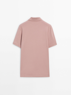 Massimo Dutti Поло из рельефного хлопкового пике, пестро-розовый