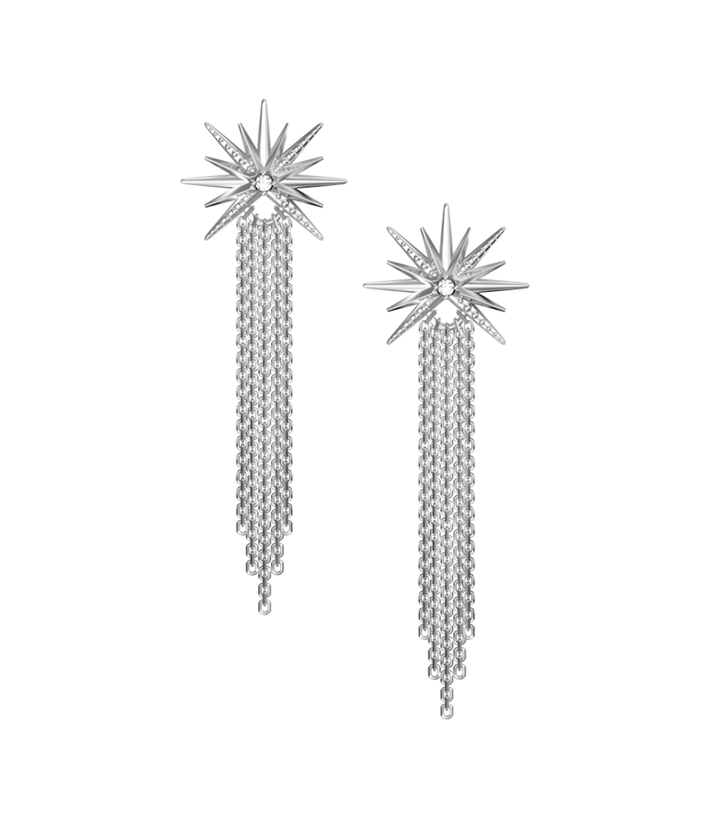 Серьги из серебра со вставками из выращенного бриллианта