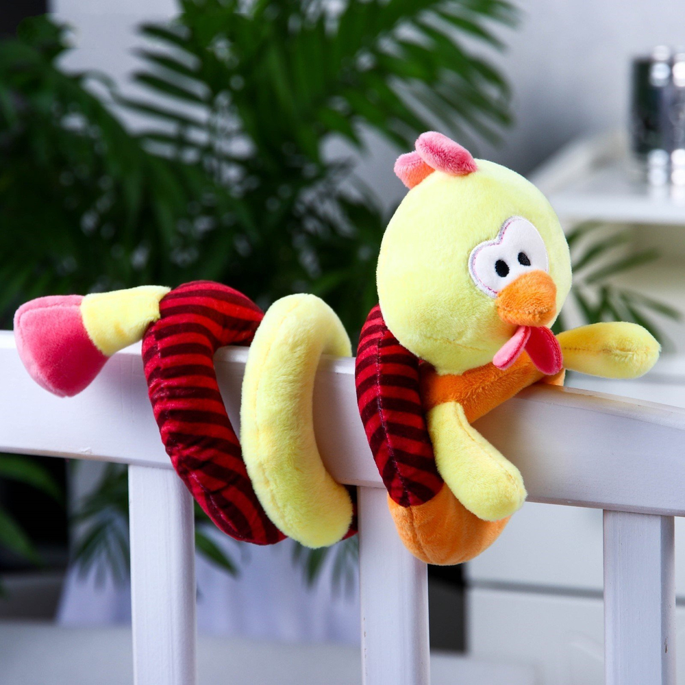 2593671 Растяжка - спираль мягкая с погремушкой на кроватку/коляску «Завитушки», виды МИКС