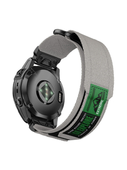 Нейлоновый ремешок 22 мм для Garmin (циферблат 47 мм) QuickFit на липучке (Серый металик)