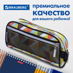 Пенал-косметичка BRAUBERG с ручкой карман из сетки полиэстер "Citrus" 20х6х9 см (2 штуки в упаковке)