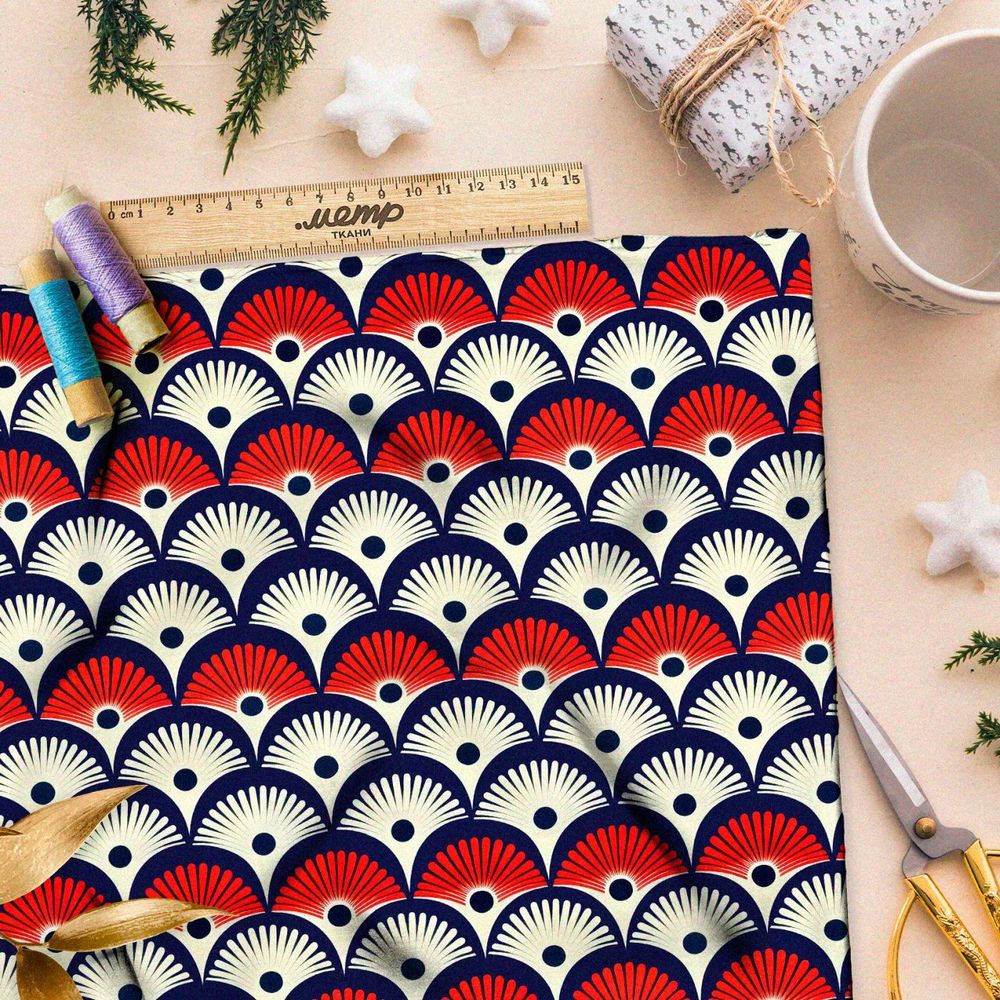 Ткань премиум атлас геометрический танец