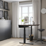 Письменный стол с регулировкой по высоте - IKEA MITTZON/МИТТЗОН ИКЕА, 120х80х62/126 см, черный/коричневый