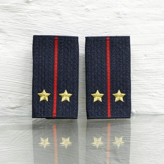 Фальшпогоны вышит. "Полиция МВД" нов\обр иссиня-чёрные (Лейтенант)