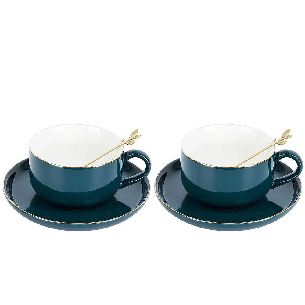 Чайный набор 4пр. с ложками "Royal line. Emerald" (2 персоны) v=350мл. (подарочная упаковка)