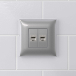 Компьютерная розетка RJ-45 без шторки в стену, кат.5e двойная экранированная, "Avanti", "Закаленная сталь"