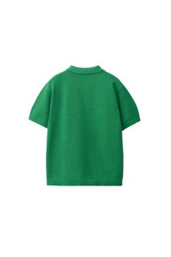 ZARA ОДНОТОННОЕ ПОЛО РЕЛЬЕФНОЙ ВЯЗКИ, ЗЕЛЕНЫЙ
