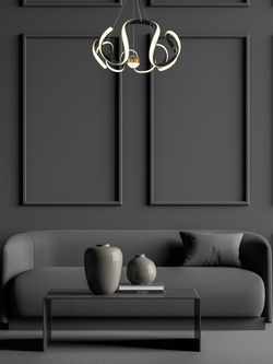 Люстра подвесная светодиодная Lanbos Риббон, LED 70 Вт, до 15 кв м, золотая