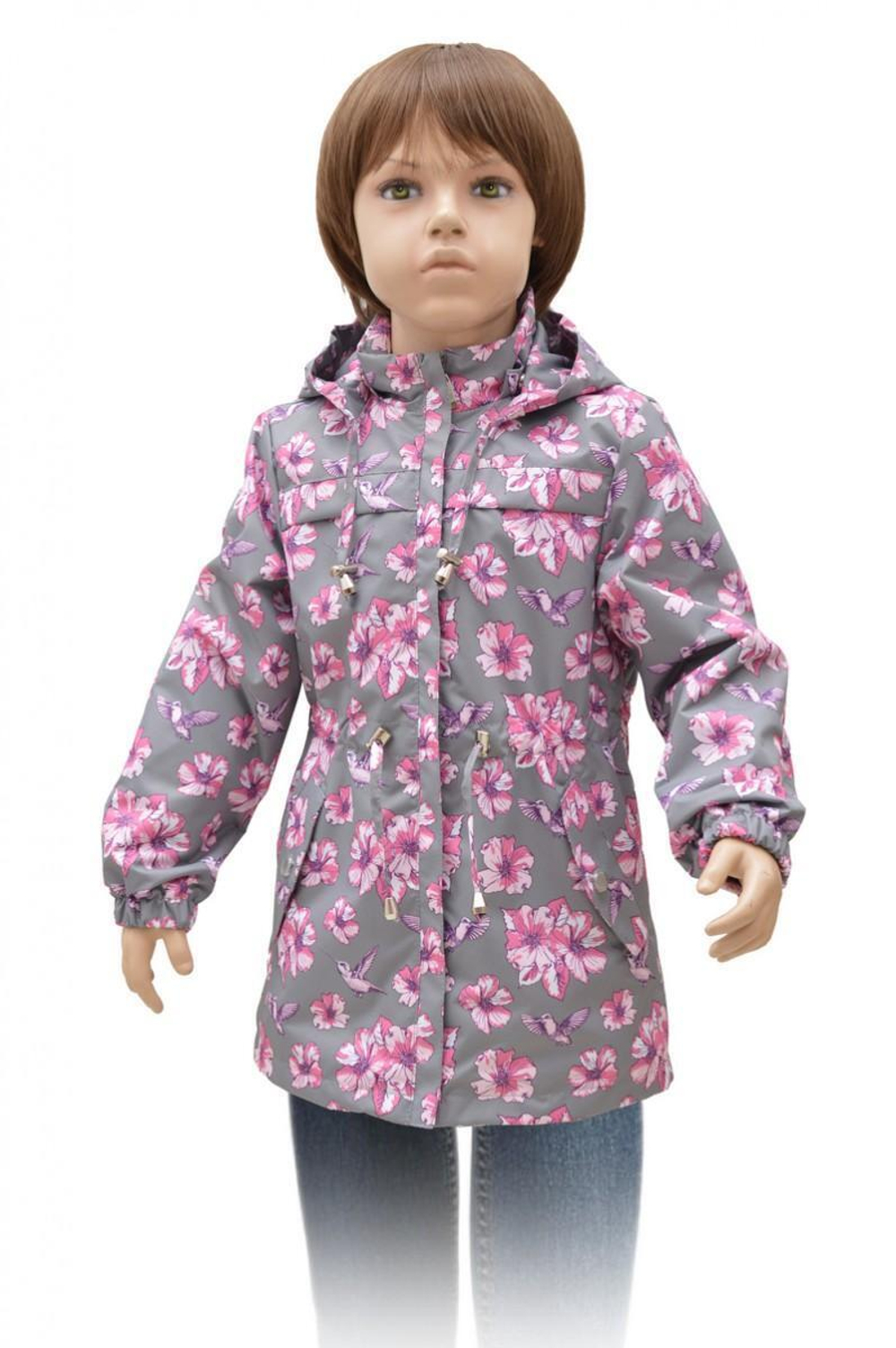 Ветровка для девочки р.110 серый (Rusland) А 57-20