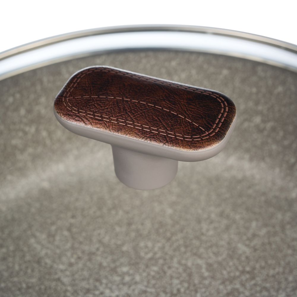 СОТЕЙНИК СО СТЕКЛ. КРЫШКОЙ И АНТИПРИГАРНЫМ ПОКРЫТИЕМ PFLUON MARBLE, 26*7,5 СМ