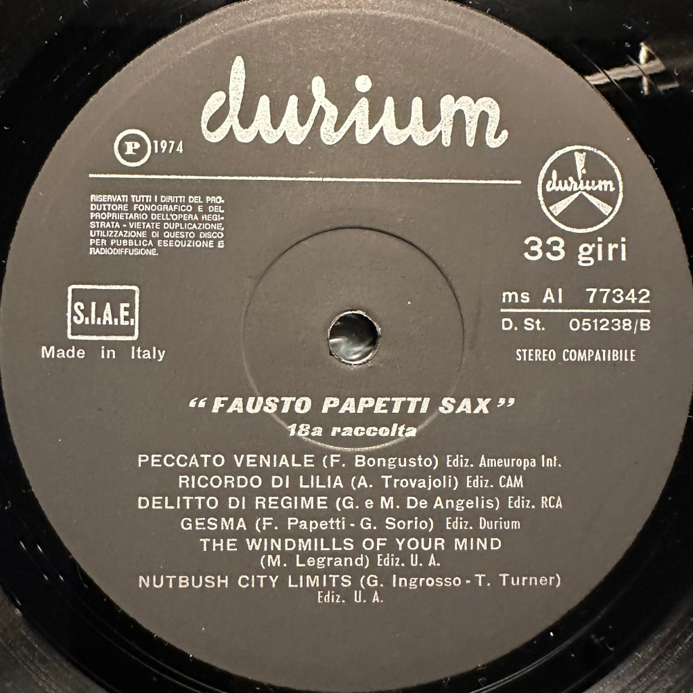 Fausto Papetti - 18a Raccolta (Италия 1974г.)
