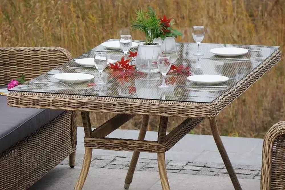 "Гляссе" обеденная группа из искусственного ротанга, цвет соломенный