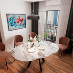 Стол круглый раскладной Orion (120+30+30), керамика глянцевая Pandora