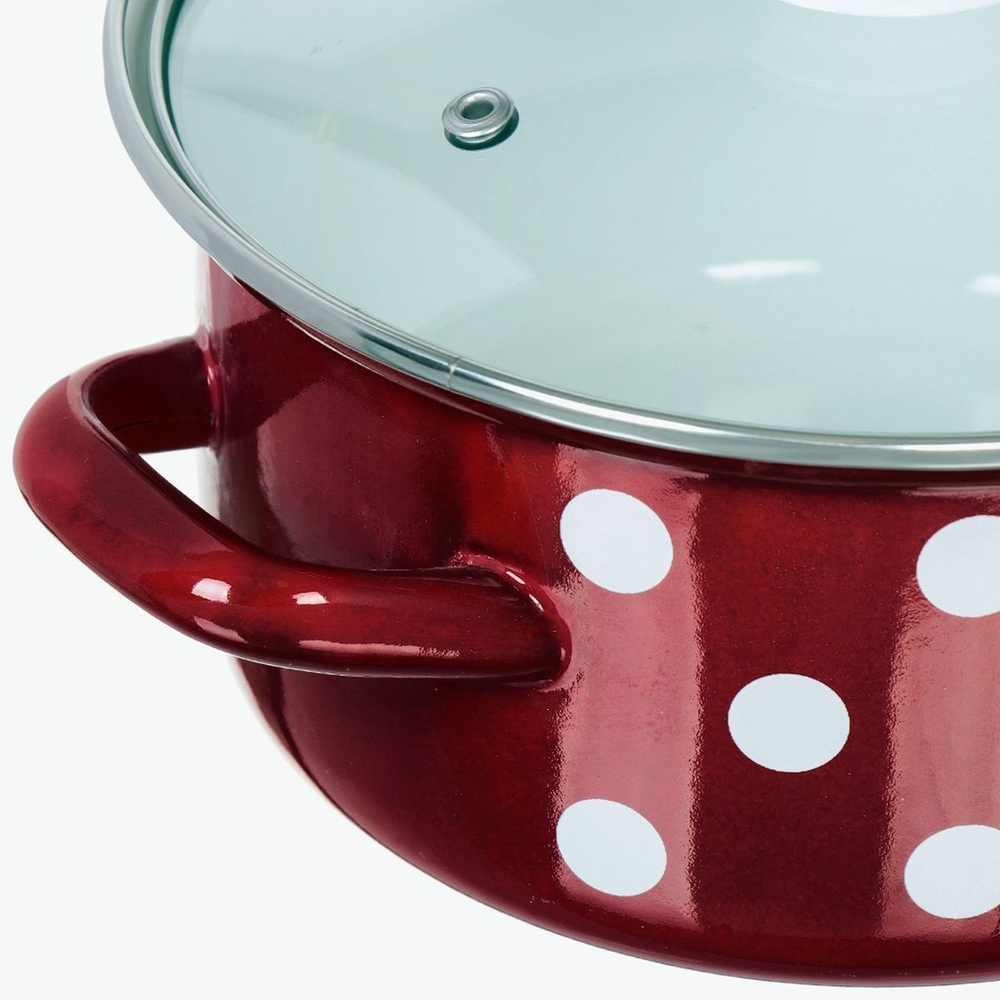 Набор эмалированной посуды 6 пр, кастрюли 1.9,2.5,5 л, Керчь, Белый горох-5-1-Люкс