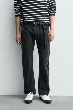 ZARA X AARON LEVINE ДЖИНСЫ STRAIGHT FIT BOOTCUT, ЧЕРНЫЙ