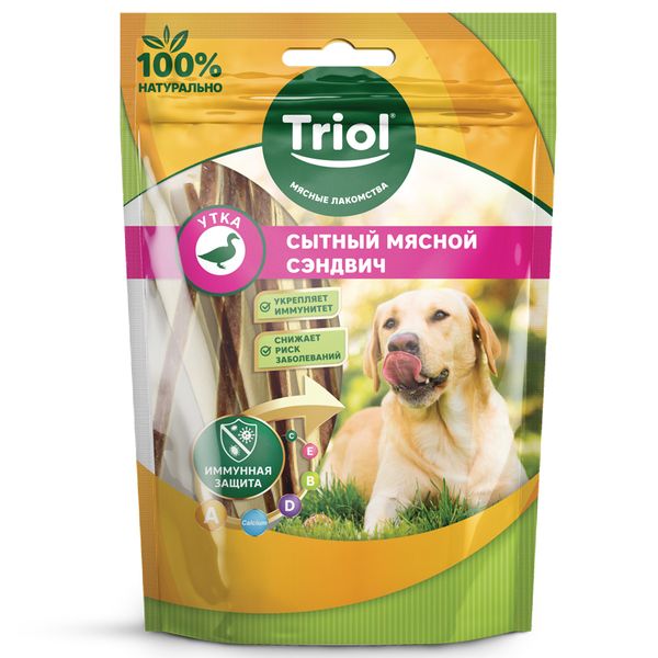Лакомство для собак Triol «Сытный мясной сэндвич из утки», 70г