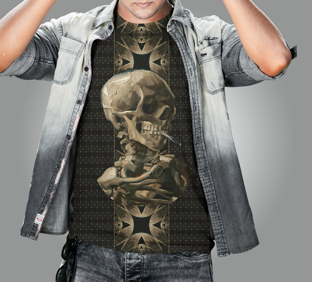 Мужская футболка "Memento mori", по мотивам живописи художников Дали и Ван Гога