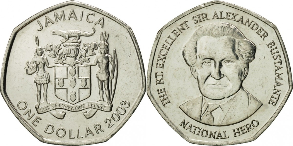 Ямайка 1 доллар, 1994-2008 Александр Бустаманте XF