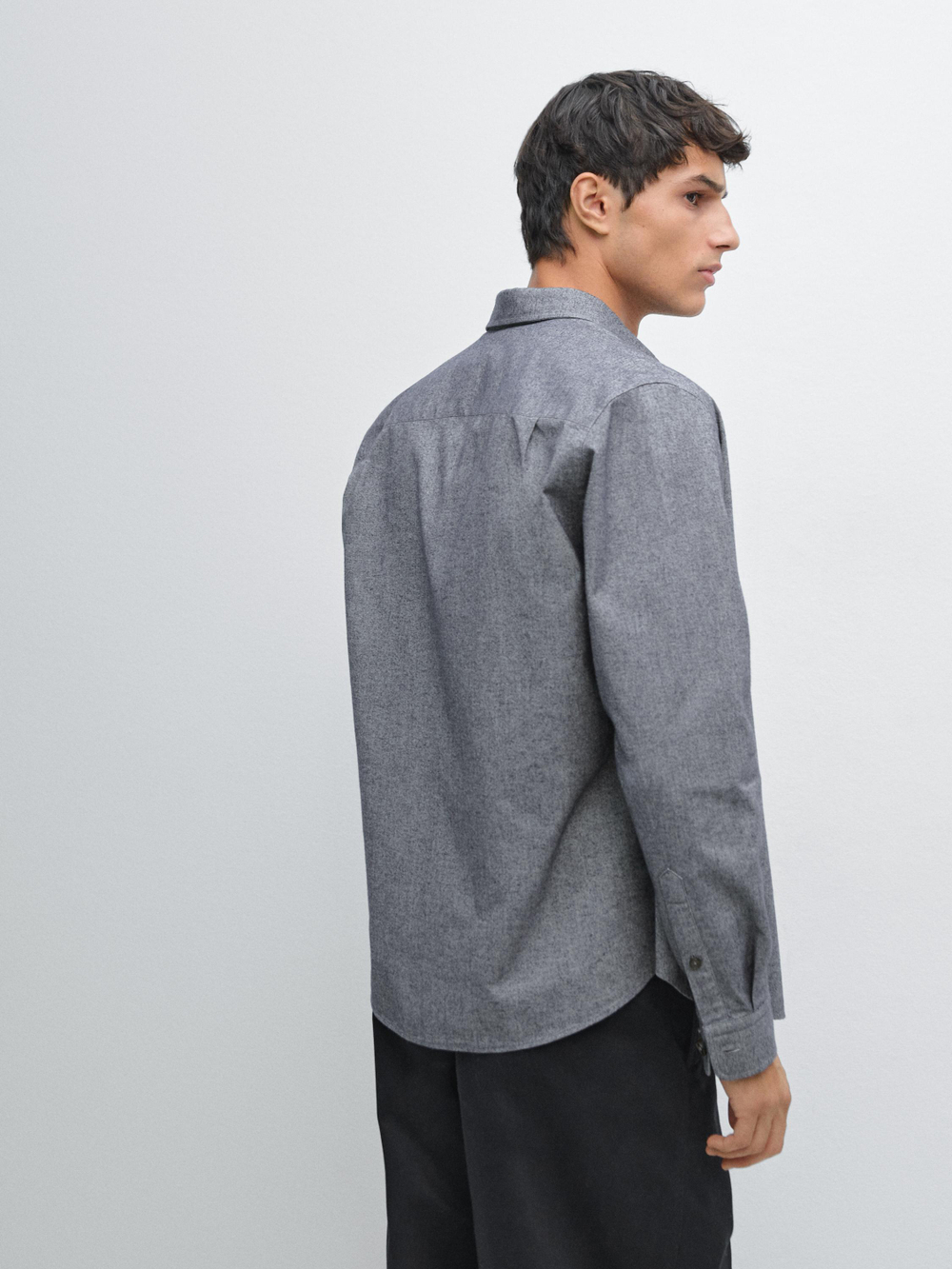 Massimo Dutti Меланжевая куртка-рубашка с карманом, линялый синий