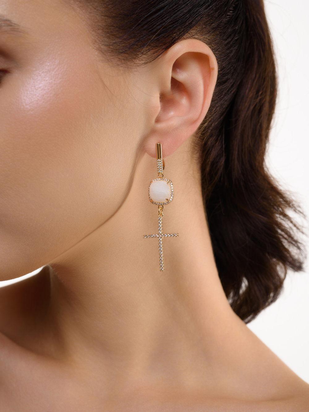 Серьги "Stic cross" Gold